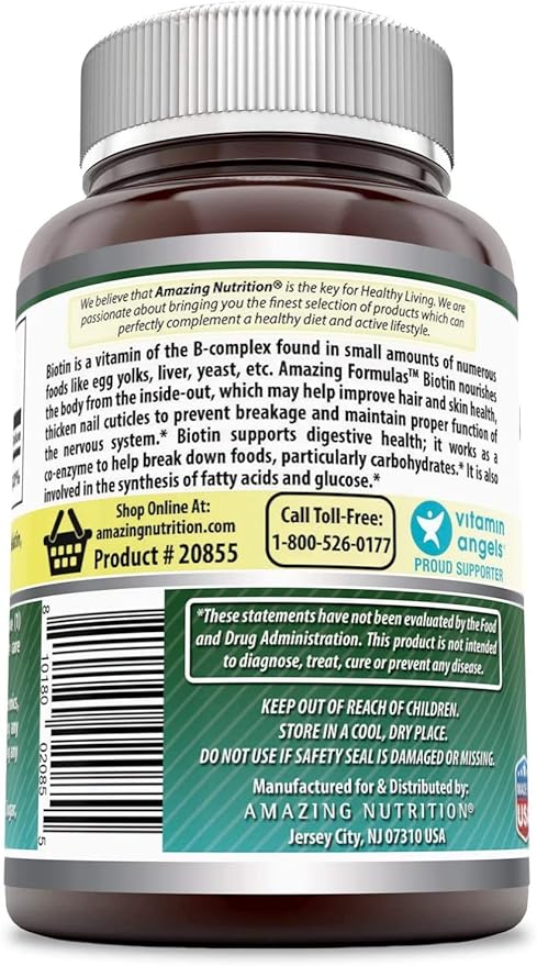 Amazing Nutrition Biotin 10000 Mcg Dietary Supplement 200 Capsules (200 Capsules (Pack of 3))