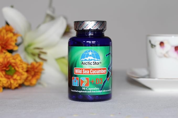 Arctic Star - Sea Cucumber with Vitamin D3 Capsules Pure Icelandic Wild Caught Sea Cucumber Extract &amp D3 Supplement Pills - Cucumaria Frondosa 北极星海参+D3胶囊 (90 Capsules 400mg) 1Bottle