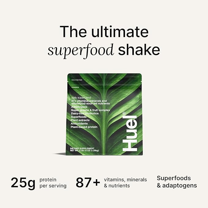 Huel Daily Superblend Chocolate Powder | 25g Plant Based Protein | Super Greens Powder | 87 Vitamins Minerals and Wholefood-Sourced Ingredients |19 Servings