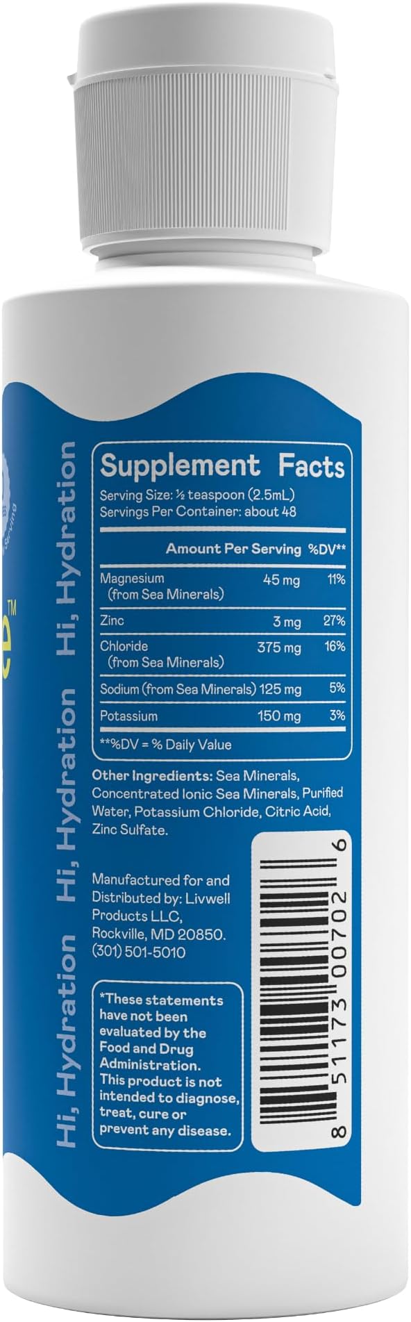 Hi-Lyte Sugar Free Electrolytes for Rapid Hydration Fasting and Immune Support (3 Bottles 144 Servings) | NO Calories | 20%+ More Potassium Magnesium &amp Zinc