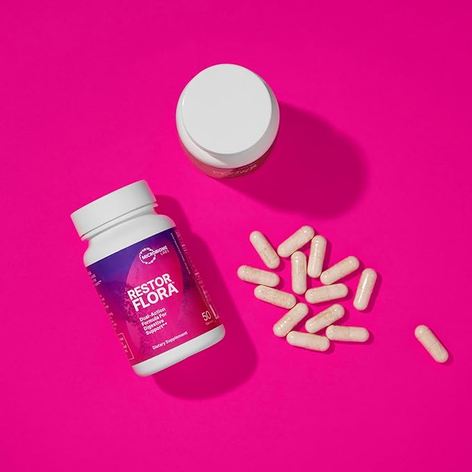 Microbiome Labs RestorFlora PD - Men's &amp Women's Probiotics for Digestive Health &amp Gut Reset - Spore Based Saccharomyces Boulardii Probiotics to Help Restore Microbial Balance (21 Capsules)