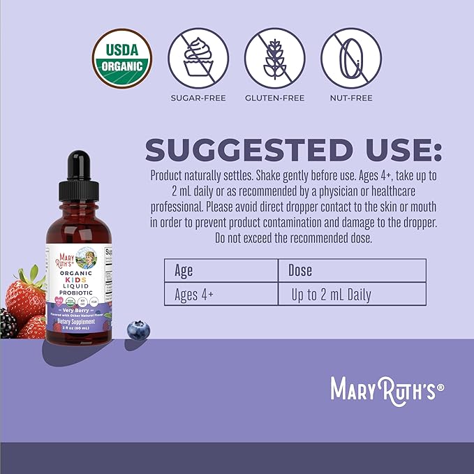 MARYRUTH'S Organics Kids Very Berry Liquid Probiotic 2 FZ