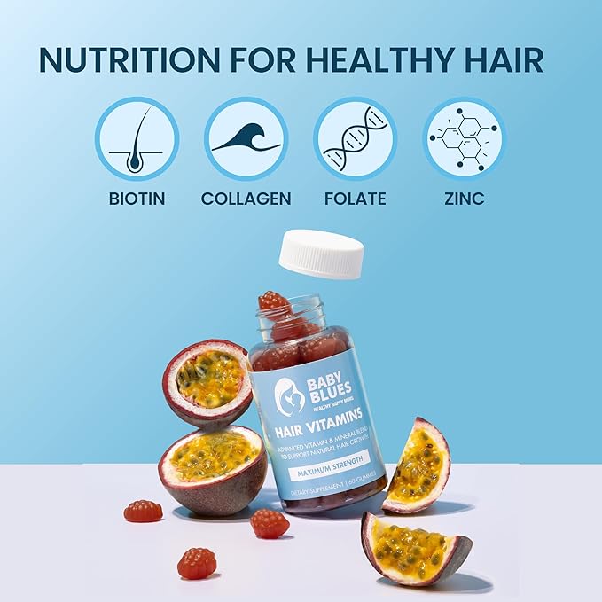 Baby Blues Postpartum Hair Loss Vitamins - Full Hair Cycle Pack - with Biotin Collagen &amp Folate