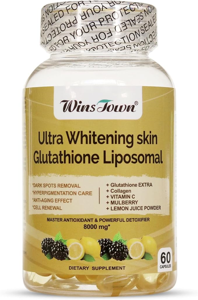 Ultra Whitening Skin Glutathione Liposomal Softgel 8000mg Supplement for Dark Spots Remover Cell Renewal Anti-Aging 60 Capsules