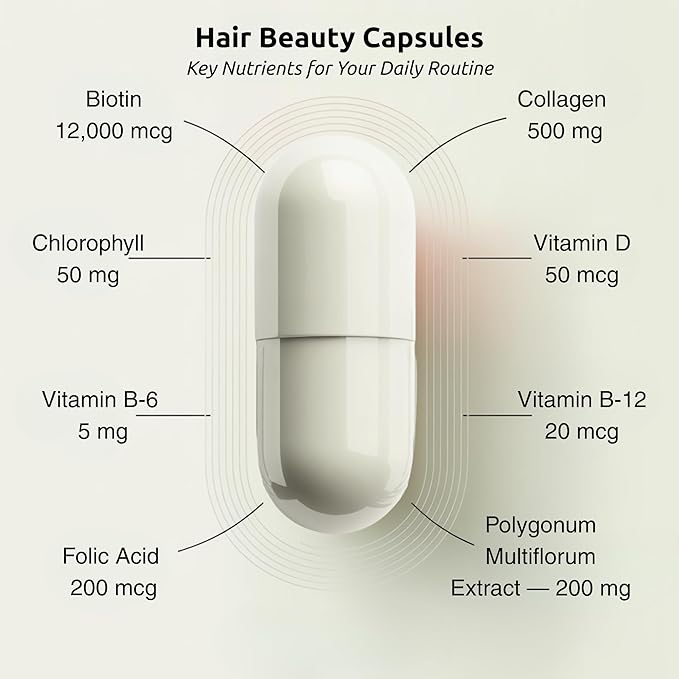 RE:ROOT Hair Growth Supplement – 12000 mcg Biotin with Collagen Keratin MSM &amp Bamboo – Hair Skin &amp Nails Support – 60 Vegan Capsules