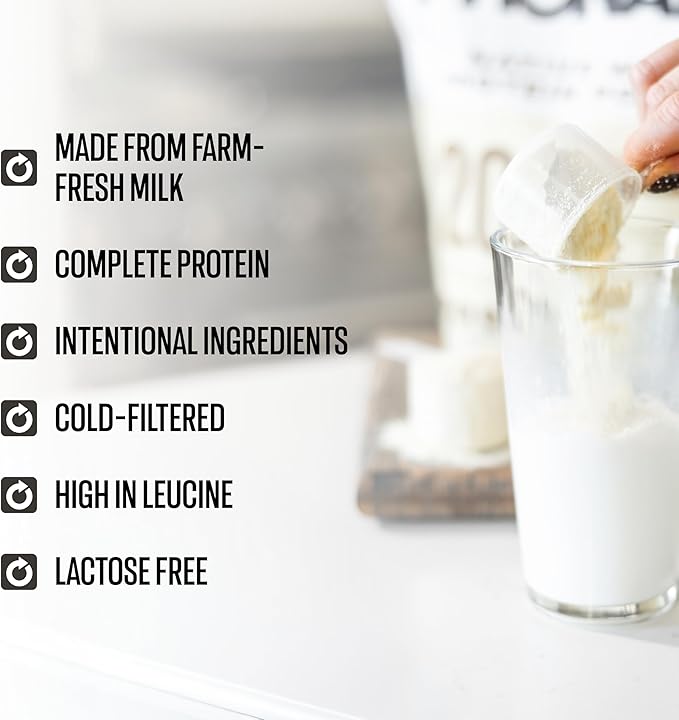 100% Whey Native Protein Powder Silky Strawberry 2 lb Made from Farm Fresh Milk No Artificial Flavors or Preservatives for Muscle Health and Recovery Lactose Free