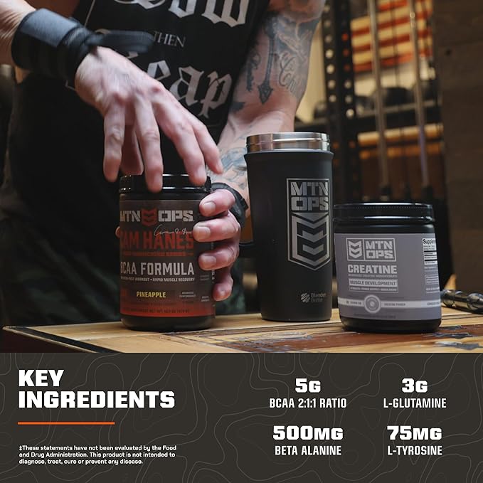 MTN OPS Cam Hanes Whey Protein &amp Tropical Punch BCAA Bundle – Chocolate Caramel Protein Powder + Amino Acids