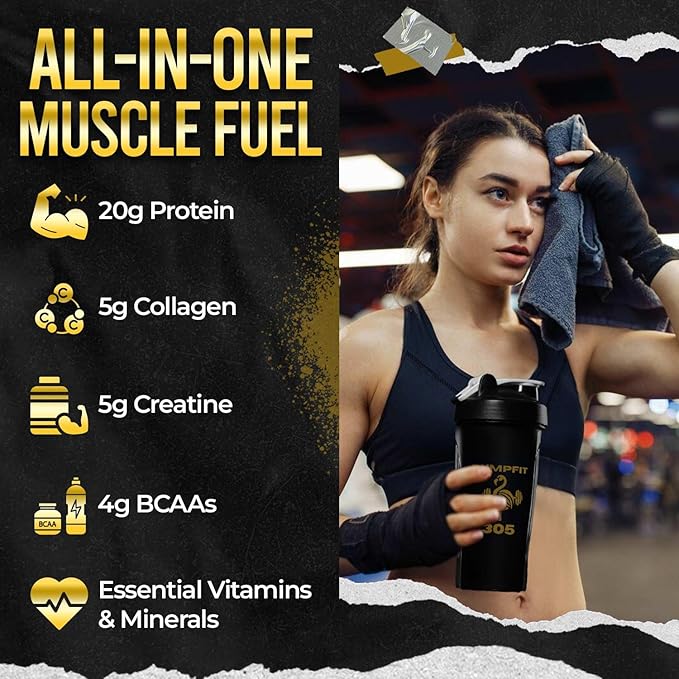 PUMPFIT305 ALL-in-ONE Grass Fed Beef Protein Isolate-41g Protein + 5g Collagen + 5g Creatine Monohydrate + 4g BCAAs Probiotics NO Bloat Muscle Recovery Post Workout Recovery - Vanilla 15 Servings