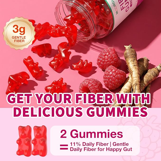 Fiber Gummies for Digestive Health &amp Regularity Sugar-Free High Fiber Supplement for Adults &amp Kids Soluble Dietary Fiber Vegan Fiber Supplements for Men &amp Women 120 Count