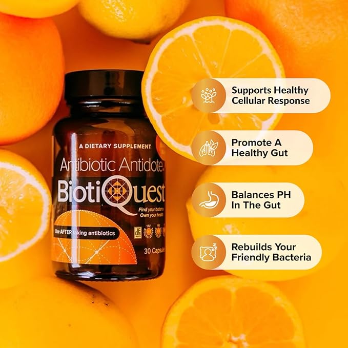 BiotiQuest Antibiotic Antidote Probiotics to Rebalance Body After Taking Antibiotics 20 Billion CFU Non-GMO and Gluten Free 30 Capsules