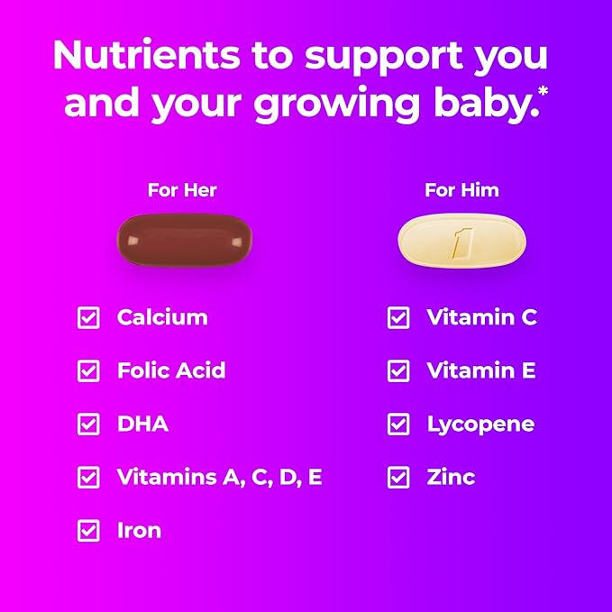 One A Day Men's &amp Women's Pre-Pregnancy Multivitamin Softgel including Vitamins A Vitamin C Vitamin D B6 B12 Folic Acid &amp more 30+30 Count Supplement for Before During and Postnatal