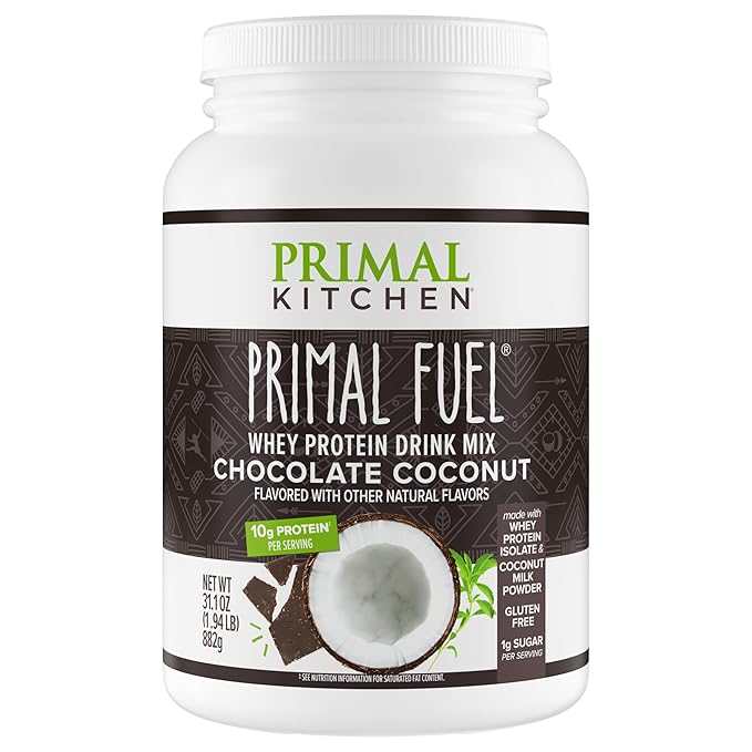 Primal Kitchen Primal Fuel Chocolate Coconut Whey Protein Powder Gluten and Soy Free 1.94 Pounds