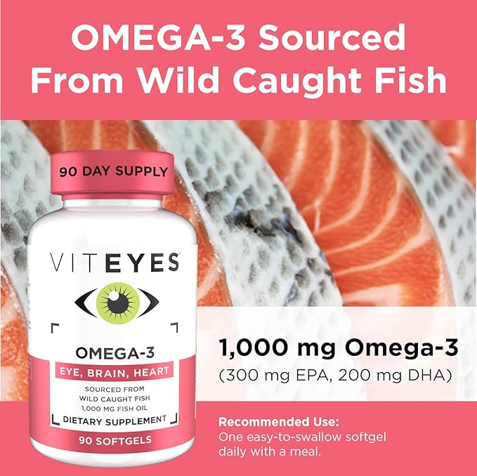Viteyes Omega-3 Vision Health Supplement EPA &amp DHA Rich Dietary Supplement 90 Softgels