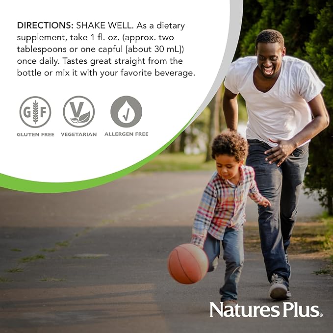 NaturesPlus Source of Life GOLD Multivitamin Liquid - 30 oz - With Vitamins D3 B12 &amp K2 - Blood Bone &amp Immune Support - Vegetarian &amp Gluten Free - 30 Servings