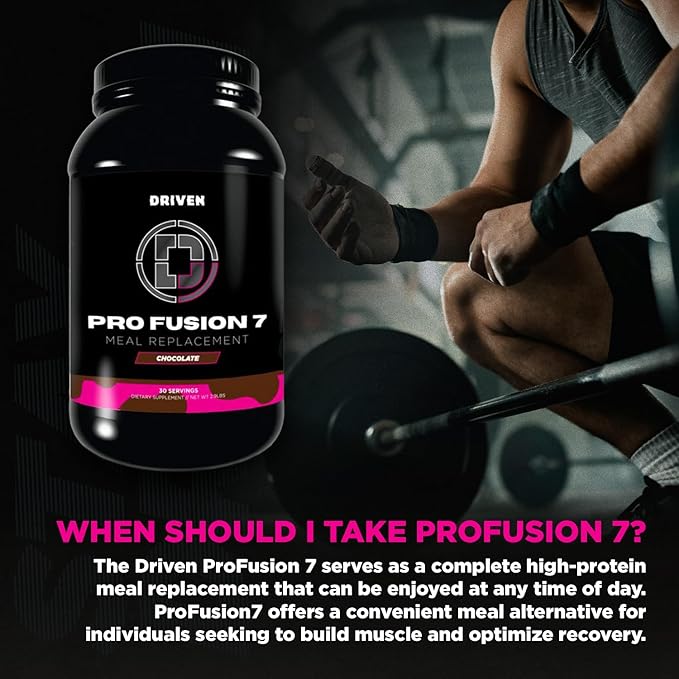 Driven Nutrition ProFusion7 Meal Replacement – 24g Protein from 7 Sources – MCT Oil &amp Fiber – Gourmet Flavors – Muscle Support &amp Digestive Enzymes