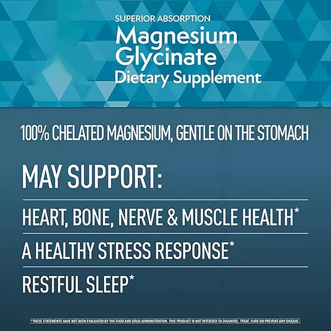 Members Mark Magnesium Glycinate (180 Count.) with L-Theanine 200 mg – Supports Heart Bone Nerve Muscle Stress &amp Sleep Health