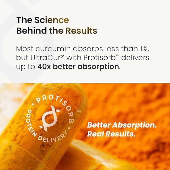 UltraCur Advanced Joint Support Supplement with High Absorption Curcumin - Extra Strength Protisorb Liquid Protein Scaffold - Supports Mobility &amp Flexibility with Devils Claw &amp Boswellia - 60