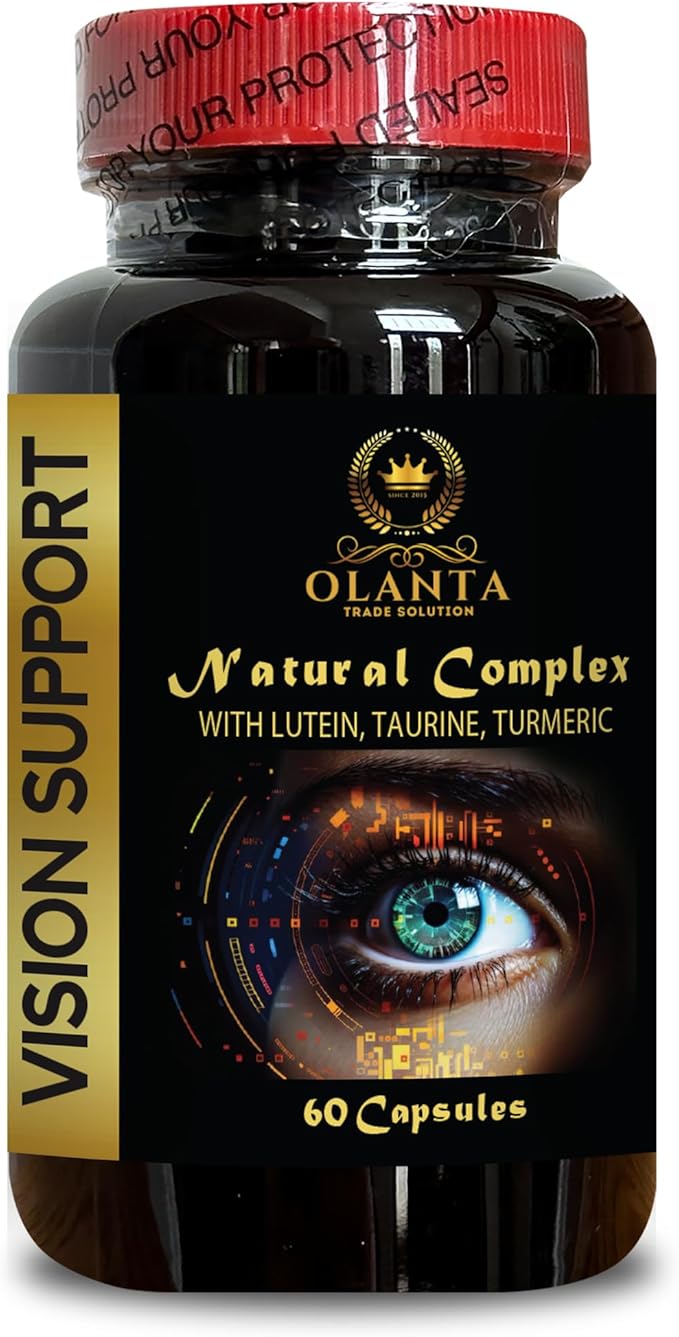 Eye Vitamins with Lutein and Bilberry - VISION SUPPORT NATURAL COMPLEX - Vision Health for Adults with Vitamins C Eye Vitamin Ingredients Eye Health Complex Supplement - 1 Bottle