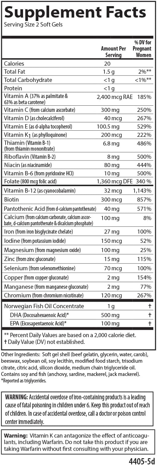 Carlson Labs Pre-Natal Multivitamin Tablets with DHA 120 Count