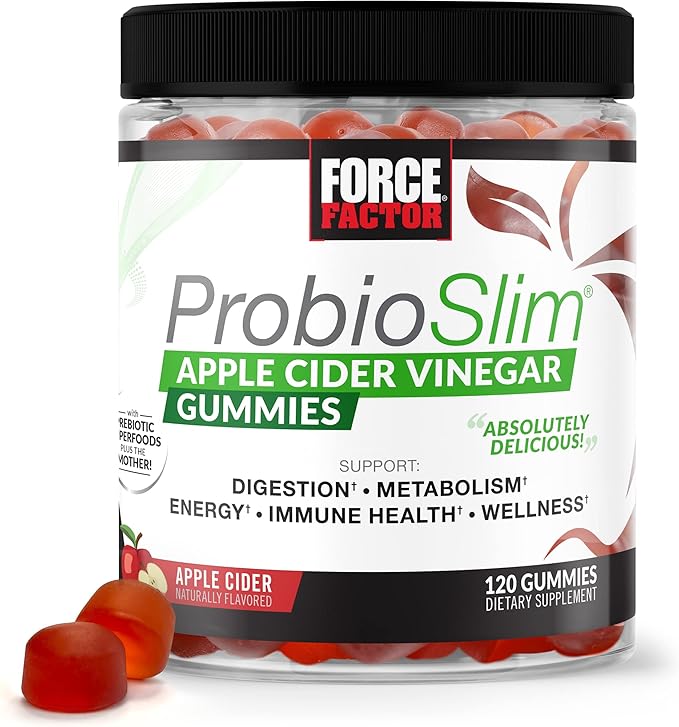 Force Factor ProbioSlim Apple Cider Vinegar Gummies with Organic LactoSpore Probiotics &amp ProbioSlim Extra Strength Probiotic Supplement for Women and Men with 30 Billion CFUs