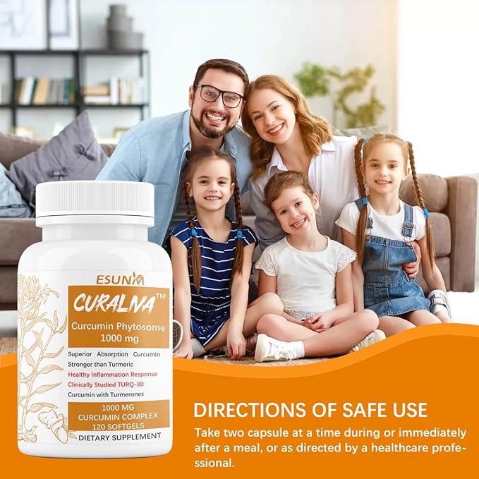 CURALIVA - Curcumin Phytosome 1000 mg - Clinically Studied High Absorption Curcumin Complex - Supports Health in Joints GI Tract LiverMuscles &amp Immune Health Support - 120 Capsules - 60 Serving