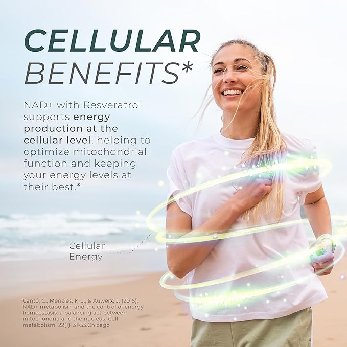 Neurogan NAD+ Resveratrol Supplement - Cellular Balance Support - 1200mg NAD+ &amp Trans-Resveratrol per Serving 90 Count