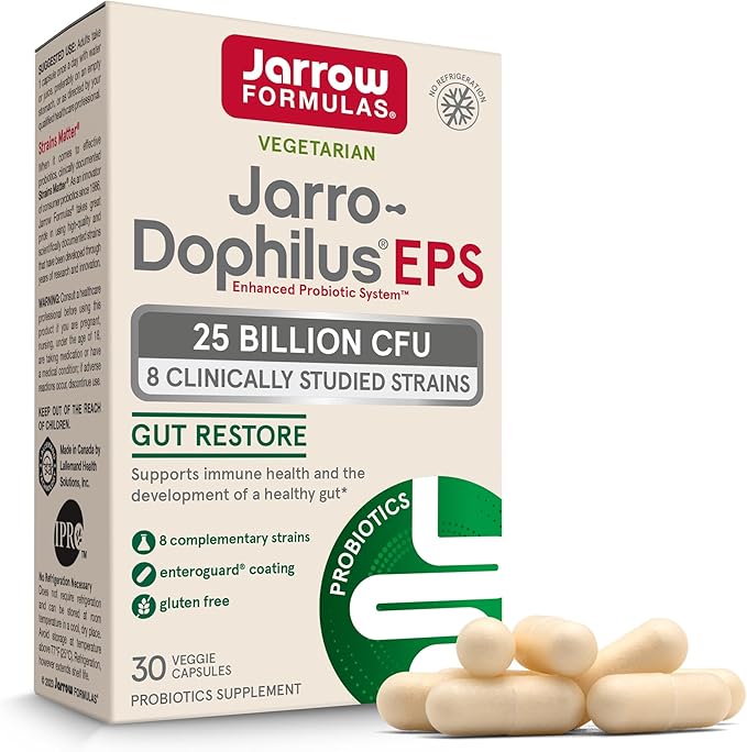 Jarrow Formulas Probiotics for Women and Men Digestive Health - Probiotic Nutritional Supplements Gut Health 25 Billion CFU 30 Capsules 30 Day Supply