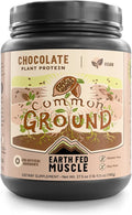 Earth Fed Muscle Common Ground Plant Protein – Chocolate Plant Protein Powder with MCT Powder with Soy &amp Gluten Free No Added Sugar - 30 Servings