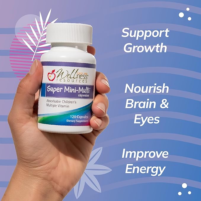 Super Mini-Multi - Children's Multivitamin Swallowable Capsules with Methyl Folate Methyl B12 and Coenzyme B Vitamins for Growth Focus Brain Health (120 Capsules)