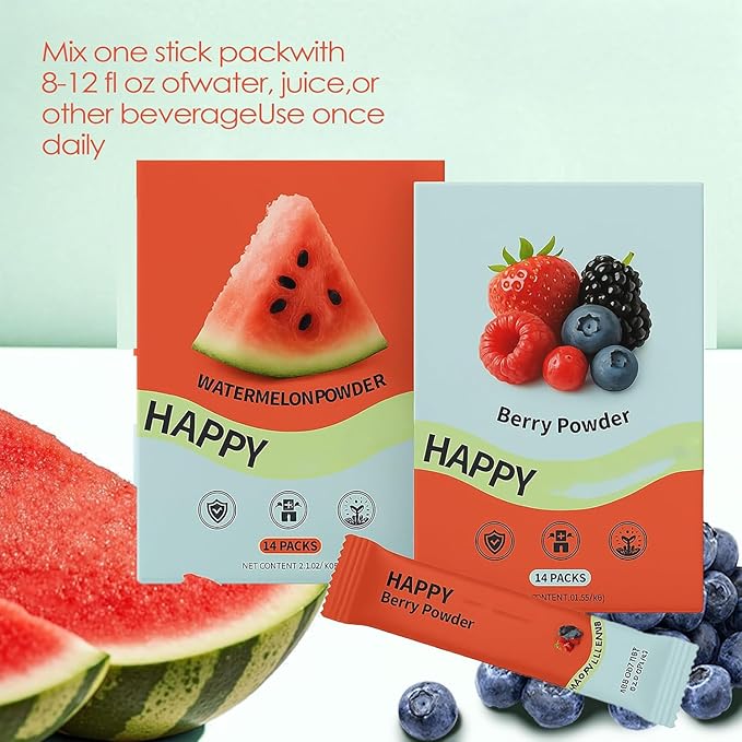 Superfood Powder Watermelon Berry Powder Probiotics with Fruits and Veggies - Immune Gut Health Support- Vegan- Gluten-Free - 28 Packets