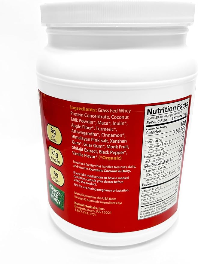 Golden-T Whey Protein Vanilla - 1.76 lbs (800g) Post Work Out Grass Fed Whey Turmeric Ashwagandha &amp Shilajit