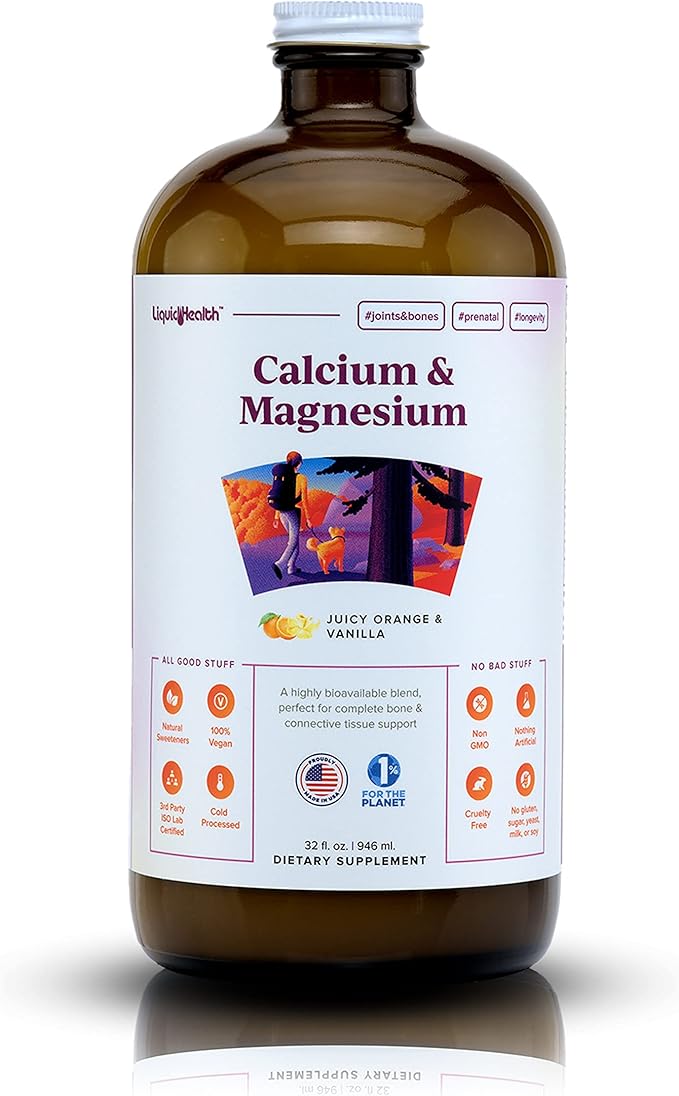 LIQUIDHEALTH Muscles Bones &amp Joints Liquid Vitamin Bundle with Daily Multi Mineral Optimum Joint Liquid Glucosamine and Calcium &amp Magnesium Supplements - Bone &amp Joint Health Energy Ve
