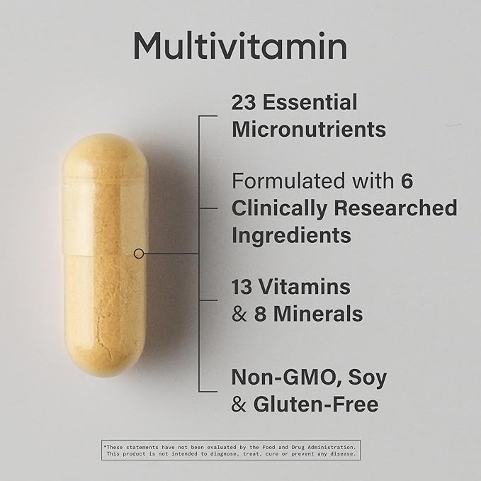 Sports Research® Multivitamin – Advanced Formula - 23 Essential Vitamins &amp Minerals with CoQ10 &amp Iodine - Daily Nutrient Support*- Non-GMO Tested &amp Gluten-Free -60 Veggie Capsules