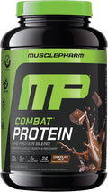 Muscle Pharm Combat Protein Powder Chocolate Milk Flavor Fuels Muscles for Productive Workouts 5 Protein Sources Including Whey Protein Isolate &amp Egg Albumin Gluten Free 2 lb 24 Servings