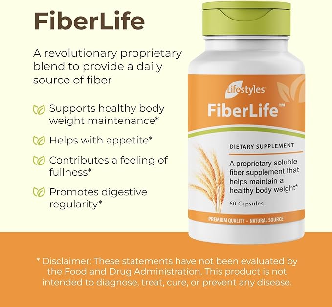 Lifestyles FiberLife Supplement – Soluble Fiber for Digestive Health &amp Cholesterol Support with Konjac Guar Gum Xanthan Gum and Cinnamon – Made in Canada – 60 Capsules (60 Capsules (Pack of 1))
