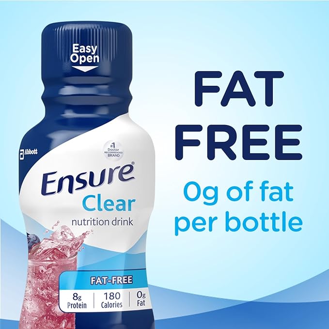 Ensure 100% Plant-Based Vegan Protein Nutrition Shakes with 20g Fava Bean and Pea Protein Vanilla &amp Ensure Liquid Clear Nutrition Drink 0g fat 8g of protein Blueberry Pomegranate 10 Fl Oz