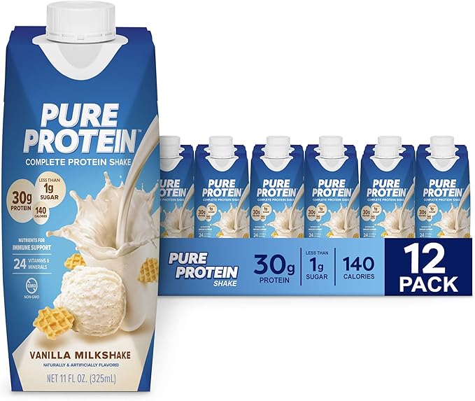 Ensure Max Protein Nutrition Shake with 30g Protein &amp Pure Protein Vanilla Shake with 30g Protein 12 Packs