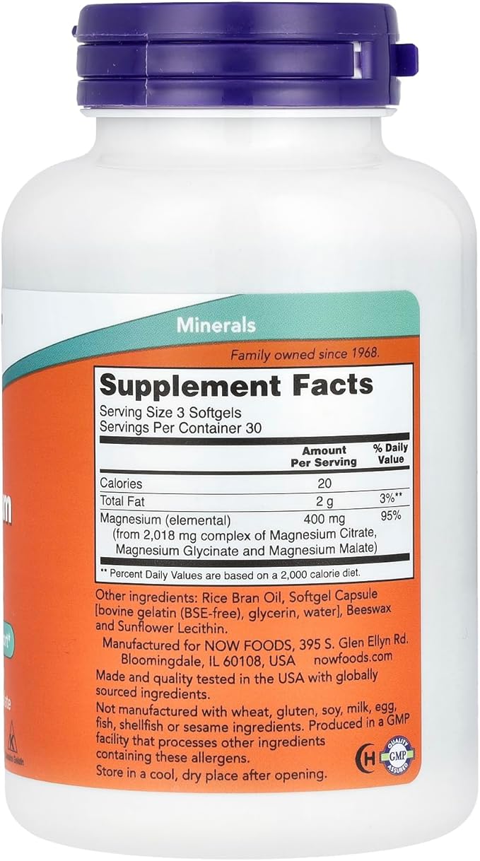 Now Foods Magnesium Citrate - 90 Softgels (Pack of 3)