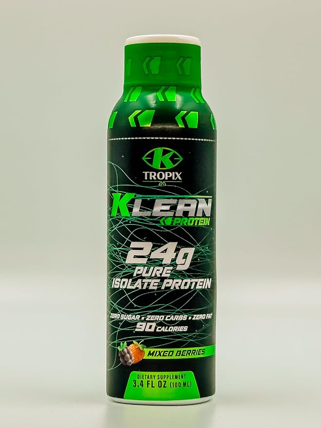 KTROPIX Klean Protein Mixed Berries 24g Whey Protein Isolate Shots Zero Sugar No Caffeine Portable Fast-Absorbing High Protein Shot for Muscle Recovery3.4Oz Pack of 12
