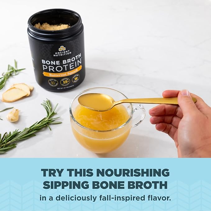 Ancient Nutrition Bone Broth Protein Powder Tomato Basil 15 Servings + Bone Broth Protein Powder Butternut Squash 15 Servings