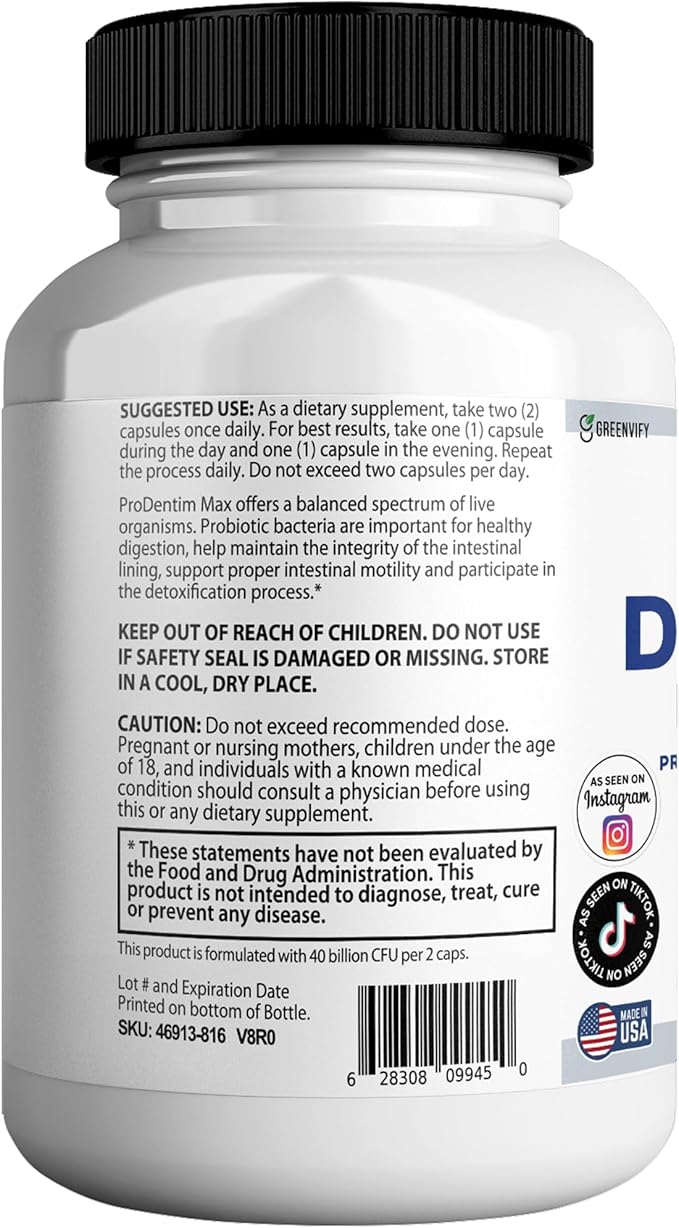 Dentipure Max Probiotic Supplement 40 Billion CFU 60 Capsules Supports Teeth and Digestive Health (1)