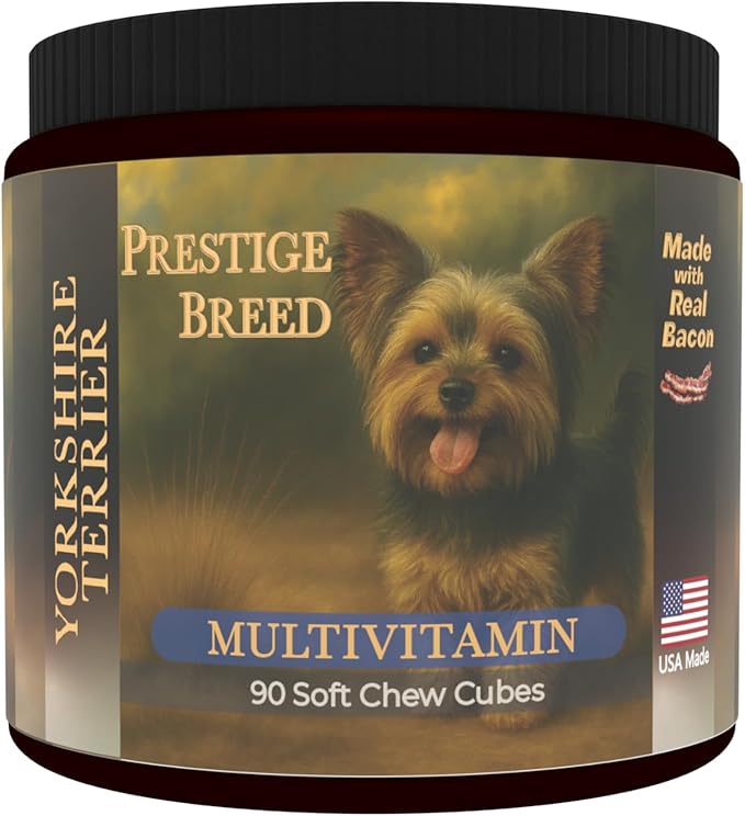 Multivitamins Balanced Nutrition for Your Yorkie 90 Count Made in The USA with Real Bacon