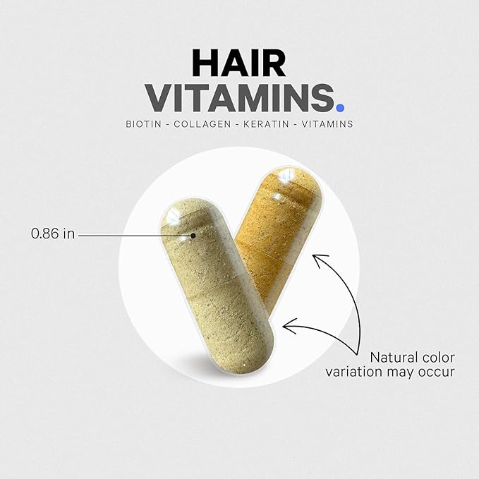 Codeage Hair Vitamins 10000 mcg Biotin Keratin Collagen Vitamin A B12 C D3 E Zinc Turmeric Probiotics Enzymes Inositol - Hair Care Support - Healthy Hair Supplement Pills - 2 Pack