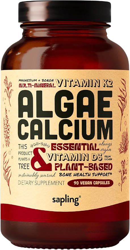 Algae Calcium &amp Vegan Omega 3 &amp Vitamin B Complex Bundle - Calcium Supplement from Red Algae Plant Based DHA &amp EPA Fatty Acids Essential B Vitamins