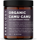 Erbology Organic Camu Camu Powder 3.2 oz - 45 Servings - Skin Health and Immunity Support - Rich in Vitamin C - Sustainably Sourced Straight from Farm in Peru - Small Batch - Vegan - GMO-Free