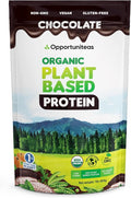 Opportuniteas Organic Plant Based Protein Powder 20g Vegan Protein from Pea Pumpkin and Rice No Sugar Non-GMO Gluten-Free Creamy Chocolate 1 lb
