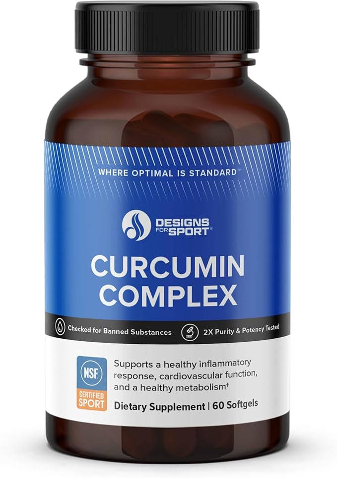 Designs for Sport Curcumin Complex - Supports Muscle Health Post-Exercise* - With Curcuminoids &amp Turmeric Oil - NSF Certified for Sport - 60 Softgels