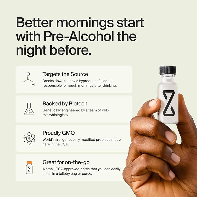 ZBiotics — Feel Better After Drinking Wake Up Refreshed Science-Backed Patented Probiotic for Easier Mornings Travel-Friendly 3-Pack of 0.47 Fl Oz Bottles