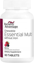 Bariatric Advantage Chewable Essential Multivitamin Without Iron - 200 DV of Key Nutrients - Trace Mineral Support* - Multivitamins for Bariatric Patients - Berry - 60 Count