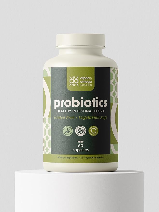 Alpha &amp Omega Nutrition Probiotics 15 Billion CFU Designed for Overall Digestive Health and Supports Occasional Constipation Diarrhea Gas &amp Bloating Immune Health - 60 Veggie Caps 2 Mo Su